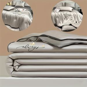 TEMU 럭셔리 자수 아이스 실크 여름 이불