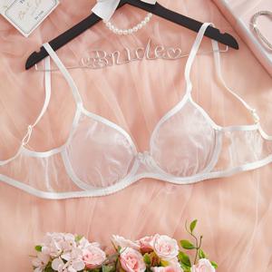 TEMU 여성용 세미 쉬어 브라 - 속옷 & 캐주얼 웨어 호환, 언더와이어, 패딩 없음, 리프트, 손세탁 가능, 저유지보수 싱글 레이어 컵 (부피 없음) - 성숙한 여성용 속옷