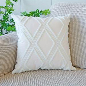 TEMU 심플한 기하학적 자수 베개 커버, 거실 소파 등받이용 기하학 패턴 허리 쿠션 베개 커버
