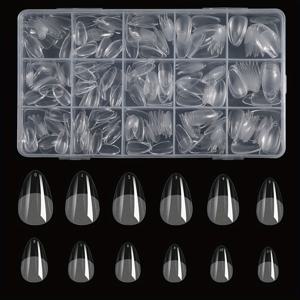 TEMU 330개 짧은 아몬드형 투명 아크릴 네일 팁 - 반매트 마감, DIY 및 살롱 연장에 완벽