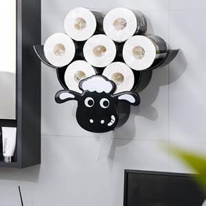 TEMU 양 모양 벽걸이형 티슈 홀더 1개, 창의적인 거실/화장실/욕실 화장지대용기, 무타공 롤 휴지 보관 선반, 선반 단품