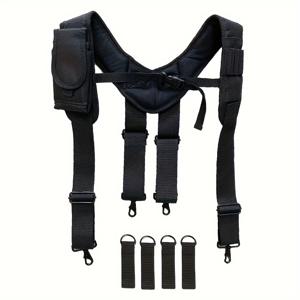 TEMU 폴리에스터 툴 벨트 서스펜더, 탈착식 휴대폰 파우치, 조절 가능한 스트랩 백 니트, 캐주얼 비스트레치 목수 전기 기사 숄더 하네스, 툴 루프 및 테이프 홀더 포함