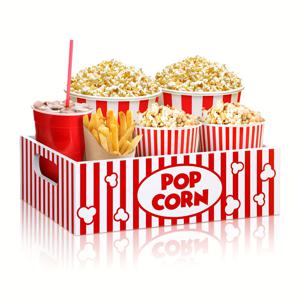 TEMU 1개 팝콘 영화 밤 스낵 정리함 손잡이 포함, 나무 팝콘 가방 스낵 홀더 카운터탑 수납 트레이 바구니, 홈 키친 칩 캔디 음식 팝콘 용품, 집 정리 수납함