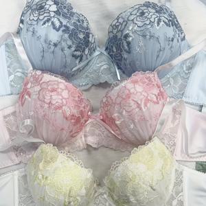 TEMU 3피스 새로운 레이스 란제리 세트, 입체적인 피부 친화적 푸시업 섹시 브라 자수 언더와이어