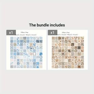 TEMU 100개씩 봉지에 담긴 재료 종이, 소형 꽃무늬 덩굴 시리즈 플래너 스티커, 빈티지 노트지, 접착되지 않은 스크랩북 메모 패드, 잡지와 손수 만든 오리기를 장식하기 위해