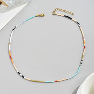 TEMU 1개 초커 목걸이, 섬세한 미니 핸드비즈 칼라본 체인, 스테인리스 스틸 골드톤 랍스터 클라스프 여성 데일리 휴가 파티 액세서리