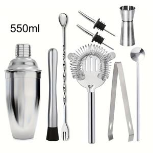 TEMU 5/6/9개 스테인리스 스틸 칵테일 믹싱 세트 | 304 스테인리스 스틸 쉐이커 컵, 칵테일 글라스, 스터, 바텐더 및 파티용 바 도구