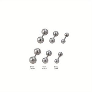 TEMU 6개 또는 4개 양방향 원형 비즈 귀걸이, 남녀공용, 독특한 디자인, 패셔너블, 트렌디, 힙합 스트리트 스타일, 간편하고 다재다능한 데일리 티타늄 316 316 스테인리스 스틸 귀걸이, 스크류 볼 귀걸이, 친구를 위한 작은 선물