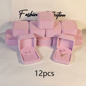 TEMU 12개 벨벳 커플 목걸이 보석함 고급 럭셔리 스토리지 박스 어머니의 날 발렌타인데이 선물 상자 플리스 펜던트 케이스