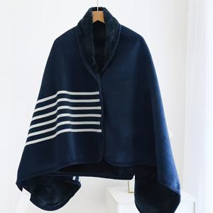 TEMU 가을 겨울 두꺼운 보온 에어컨 나프 플란넬 버튼 커버 담요