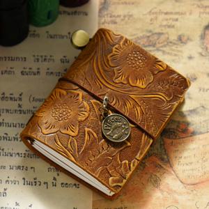 TEMU 엠보싱 여행용 노트 미니 버전 MINI 루스리프 노트패드 상단 레이어 소가죽 포켓 다이어리 노트