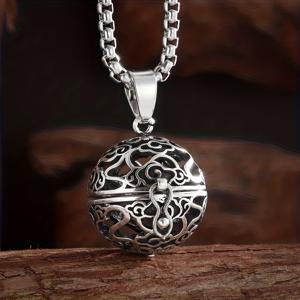 TEMU 1개 우아한 스타일 구리 로켓 목걸이 - 정교한 필리그리 디자인, 빈티지 펜던트, 데일리 웨어 및 선물용, 크리스마스 액세서리로 이상적