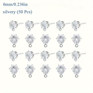 TEMU 50개의 6mm 및 5mm 유리 귀걸이 스터드, 귀걸이 포스트 및 링, DIY 귀걸이 매달기 링 및 보석 제작 용품에 적합