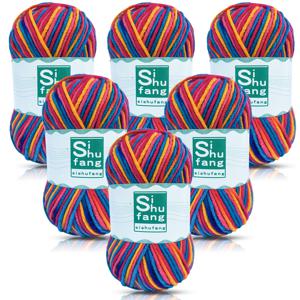 TEMU 6겹 그라데이션 컬러 코바늘 뜨개실 6개 세트, 멀티 컬러 대량 아크릴 브레이드 얀, 5겹 중간 두께 코바늘 뜨개실, 코바늘 의류, 담요, 모자, 스카프, 장갑, 가방 및 작은 공예 프로젝트에 적합