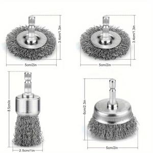TEMU 4/8개 세트 전문가용 스틸 와이어 브러시 (드릴용), 녹 제거용 탄소강 와이어 컵 브러시, 1/4인치 육각 생크 드릴 브러시 부착물 - 드릴 및 드릴링 도구에 이상적인 선택!