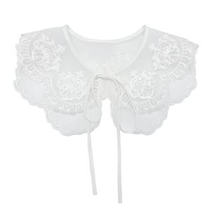 TEMU 우아한 이중 레이어 자수 숄 칼라 인조 칼라 - 여성용 다용도 스타일리시 액세서리, 통기성 좋은 폴리에스터 섬유로 제작