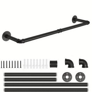 TEMU 1개 31.9인치 옷걸이 주철 물관 벽 선반 파이프 벽걸이형 여성 의류 가게 진열대 산업 스타일 블랙 물관 랙 쇼핑몰 의류 가게 침실에 적합