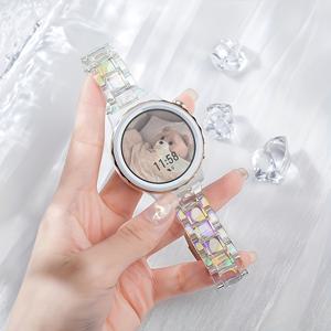 TEMU Samsung Galaxy Watch 7, 6, 5, 4 (40MM, 44MM), 6 Classic (43MM, 47MM), 5Pro (45MM) 및 Huawei Watch GT2-3 (42MM)용 20mm 투명 밴드, 화려한 레이저 팔찌, 스타일리시 여성 투명 스트랩