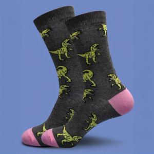 TEMU 1쌍 공룡 프린트 남성용 미드 튜브 양말, 편안하고 통기성 좋은 스포츠 양말