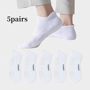 TEMU 3/5켤레 남녀 스포츠 양말 쿠션 디자인, 메쉬 통기성, 러닝 및 스포츠용 통기성 이어 양말, 피트니스 및 야외 활동에 적합한 압박 숏 양말, 보트 양말