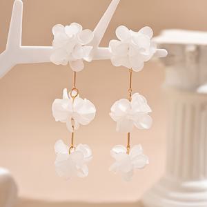 TEMU 심플한 긴 입체 꽃 귀걸이 여성용