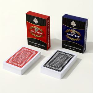 TEMU 2 덱 골든 피쉬 PVC 트럼프 카드 - 내구성, 접히지 않음, 마모 방지, 보드 게임 및 가족 엔터테인먼트용 100% 플라스틱 PVC