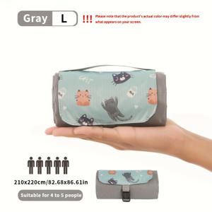 TEMU 1개 대형 접이식 피크닉 담요 (캐리 스트랩 포함) | 멀티 스타일 야외 휴대용 미니 비치 캠핑 모래방지 매트 | 78x78인치 | 여행, 해변, 캠핑 필수품