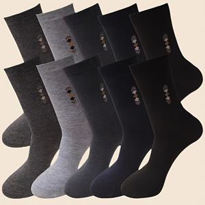 TEMU 5켤레 남성용 내구성 좋은 사계절 작업복 땀 흡수 미드 카프 양말, 비즈니스 양말, 운동 양말, 단색 양말, 패션 양말, 땀 방지