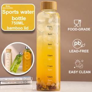 TEMU 대용량 시간 눈금 컵, 스타일 고강도 붕규산 유리컵, 스테인리스 스틸 뚜껑 및 나무 대나무 뚜껑 포함, 밀폐형 누수 방지 디자인, 가볍고 휴대하기 편함 - 야외 및 휴대용 음료에 매우 적합