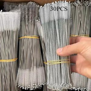 TEMU 30개 스테인리스 스트로 클리닝 브러쉬 긴 손잡이 음료용 빨대 튜브 파이프 청소기 컵 병용품