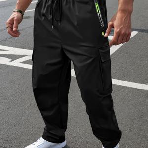 TEMU 남성용 봄/여름 레그 카고 팬츠, 대형 포켓, 캐주얼 통기성 가벼운 스포츠 바지, 조깅 및 야외 활동용