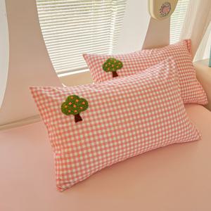 TEMU 2개 세트 프레시 체크 패턴 타월 베개커버, 브러시드 원단, 봄/여름 스타일, 피부 친화적이고 부드러운
