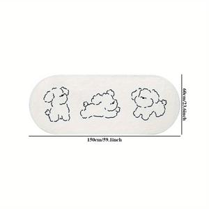 TEMU 푹신한 흰색 강아지 디자인 미끄럼 방지 침실 매트 - 거실, 놀이방 또는 옷장 장식용 부드러운 폴리에스터 바닥 매트, 손세탁 전용, 거실 러그