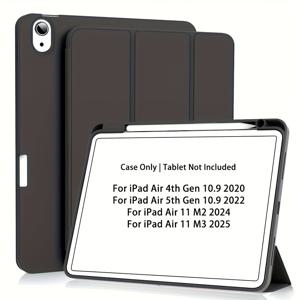 TEMU 아이패드 에어 11 M3 2025/아이패드 에어 11 M2 2024/아이패드 에어 5세대/4세대 호환 케이스, 자동 웨이크/슬립, 커버, 펜 트레이, 조절 가능한 스탠드, 슬림 충격 방지 커버
