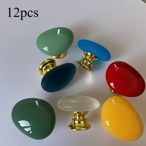 TEMU 12개 럭셔리 빈티지 타원형 캐비닛 손잡이 서랍 손잡이, 드레서/서랍장용, 유럽 스타일 인조 합성 욕실 캐비닛 손잡이, 옷장/클로셋에 적합, 다양한 색상 옵션, 고급 디자인 외관, 보석처럼 보임