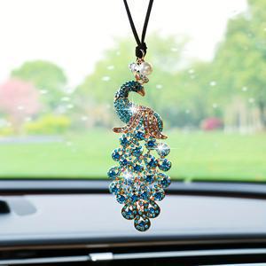 TEMU 창의적인 보석 봉황 자동차 장식, 정교한 동물 후방 거울 펜던트, 스타일리시한 자동차 내부 장식