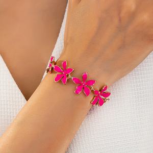 TEMU 여성 패션 드리핑 오일 꽃 모양 기질 3D 플로럴 팔찌
