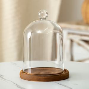 TEMU 원통형 유리 볼 커버와 나무 받침대 - 꽃 테마 장식용 디스플레이 박스, 홈 데코레이션용 유리 커버, 거실, 침실, 현관 및 휴일 선물에 매우 적합, 침실 장식 | 장식 예술 스타일