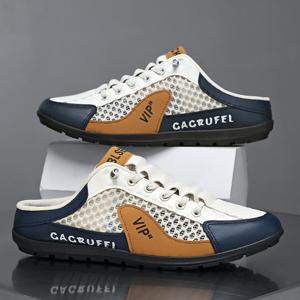 TEMU 남성용 하프 슬리퍼, 대형 사이즈 슬립온 통기성 펀칭 슬리퍼, 편안하고 가벼운 캐주얼 드라이빙화, 실내외 다양한 활동에 적합