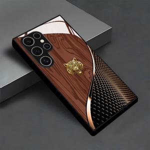 TEMU 휴대폰 케이스 - 삼성 갤럭시 S26/S25/S25 플러스/S25 울트라/S24/S24 FE/S24 플러스/S24 울트라/S23+/S23 울트라/S22+/S22 울트라/S20+/S20 FE/S20 울트라/A13/A14/A16/A32/A33/A34/A53/A54/55/ 용 핸섬 골든 타이거 브라운 텍스처 패턴 유리 휴대폰 케이스 커버
