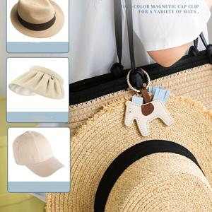 TEMU 강력한 흡착력을 갖춘 인조 가죽 소재의 마그네틱 캡 클립이 달린 휴대용 소형 보관 장치입니다. 여행 중에 썬캡을 잃어버리지 않도록 하는 캡 홀더이며, 귀여운 백팩 액세서리 또는 핸드백용 클립으로도 사용할 수 있습니다.