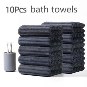 TEMU 다크 캔디 바 수건 10개입 / 10개 핸드 타월, 부드럽고 편안한 페이스 타월, 가정 욕실용 빠른 건조 흡수 수건, 욕실 용품 35*75Cm/*29.5In, 가정용, 욕실, 헬스장, 샤워, 수영 등에 적합