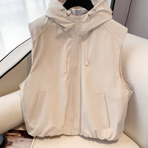 TEMU 여성을 위한 스타일리시하고 캐주얼한 민소매 조끼. 방풍 후드, 루즈핏, 그리고 다정하면서 트렌디한 디자인으로 몸매를 부드럽게 감싸고 젊어 보이도록 디자인되어 아웃도어 및 스트리트웨어에 완벽합니다.
