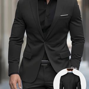 TEMU 통통방 셀렉션: 남성용 고급 신상 스타일 2피스 수트 세트(재킷과 바지) 격식 있는 자리 및 연회용