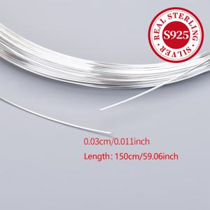 TEMU 스털링 실버 비즈 공예용, 두께 0.3mm/0.4mm, 길이 1.5m/59.06인치, 주얼리 제작 및 수제 선물 만들기용