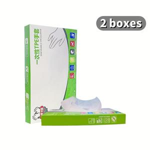 TEMU 일회용 장갑 2박스 - 논니트릴 소재, TPE 장갑 - 일회용 TPE 장갑 필름 장갑 - 가정 청소, 사무실, 미용, 애완 동물 청소에 적합