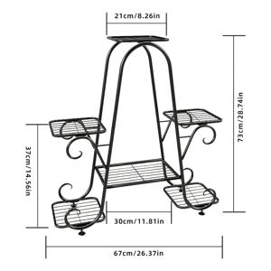 TEMU 1개 고하중 블랙 메탈 화분 받침대 - 실내외용 다단계 다용도 블랙 다층 자립형 키 높은 화분 선반 랙, 실내외 식물, 모서리, 파티오, 거실, 야외 가정 정원 장식용