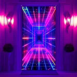 TEMU 1개, UV광 아래에서 빛나는 판타지 네온 컬러 우주 커튼. 이 형광 배너는 거실, 파티 장식, 사진 스튜디오에 완벽합니다.