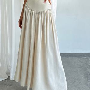 TEMU 여성용 빅사이즈 밑단 화이트 안감 원피스, 휴가 및 외출에 적합