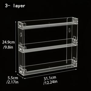 TEMU 1개 화장품 보관 랙, 벽걸이형 디스플레이 스탠드, 다기능 벽걸이 선반, 투명 플라스틱, 분리 가능, 3단, 욕실 수납, 침실 수납